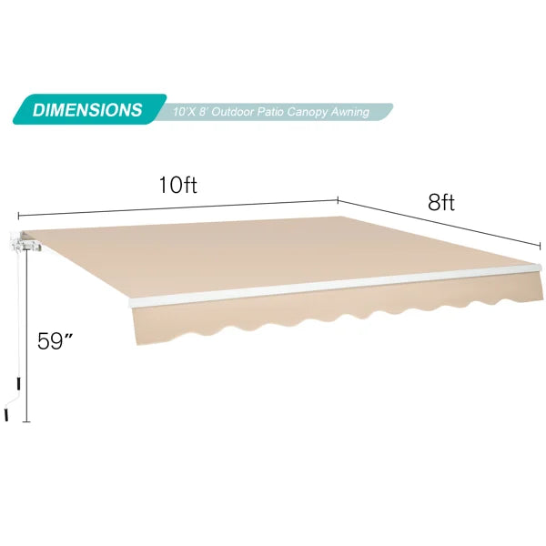 AECOJOY Manual Retraction Slope Patio Awning
