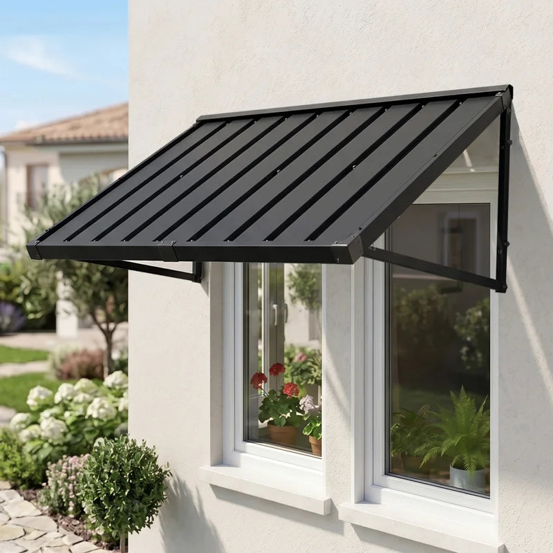 Powder-coated Metal Frame Standing Seam Fixed Window Awning All